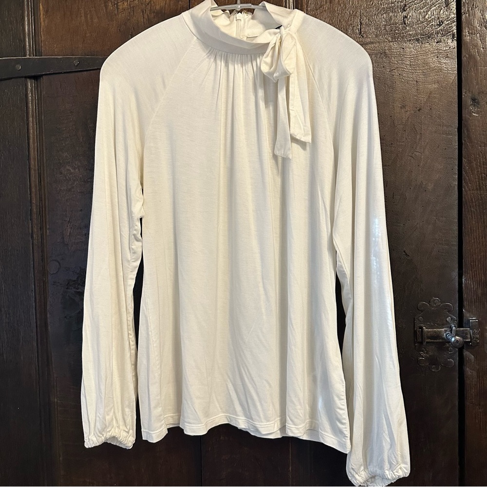 Ralph Lauren Bow Mock Neck Long Sleeve Top